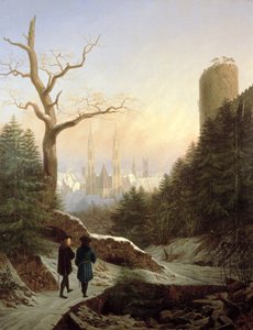 Vinterlandskap med gotisk kirke, 1821